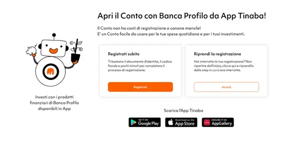 Apertura conto Tinaba