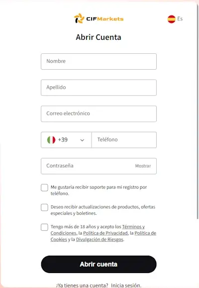 CIFMARKETS abrir cuenta