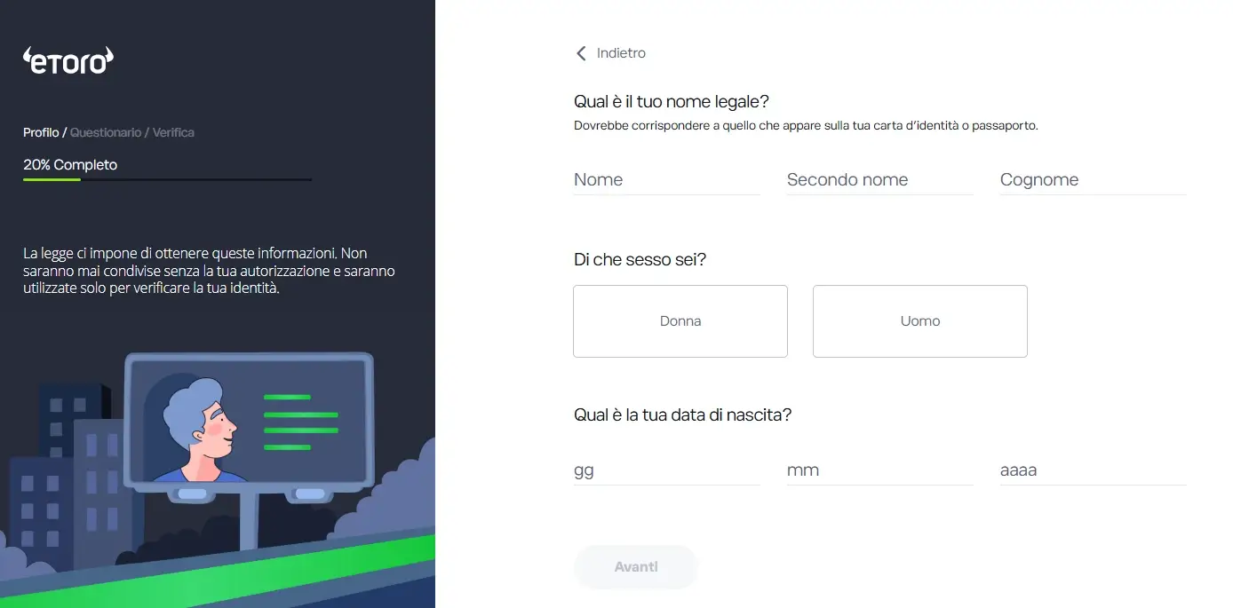 Come aprire il conto demo eToro