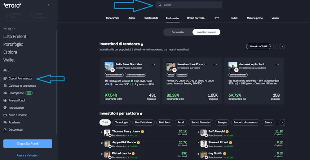 eToro come fare copy trading