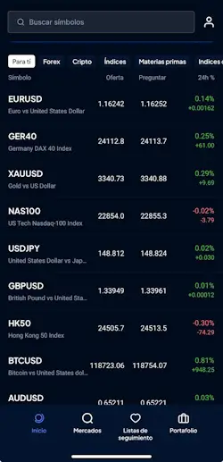 Pepperstone app home