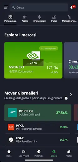 App eToro esplora mercati