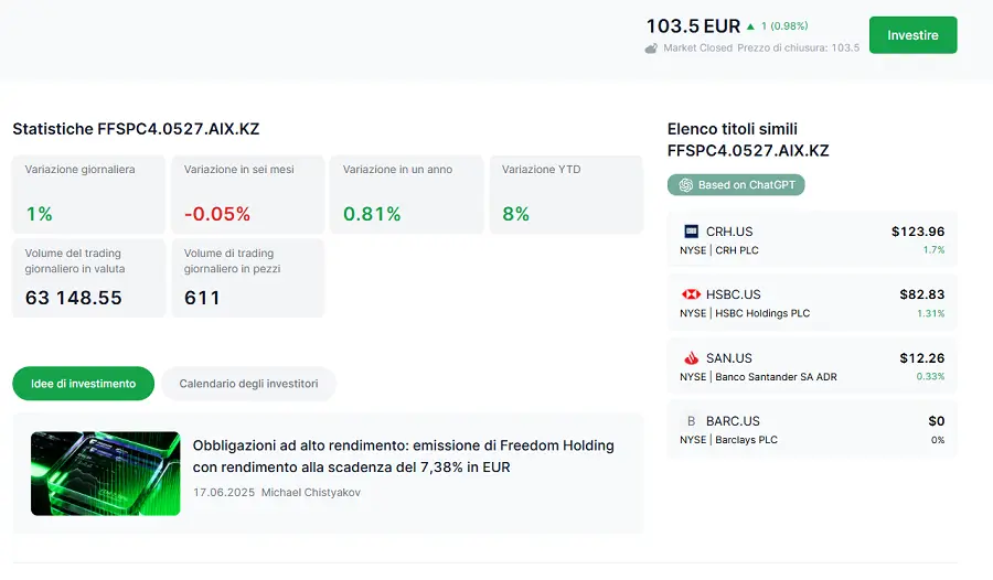 Bond Freedom24 scheda tecnica