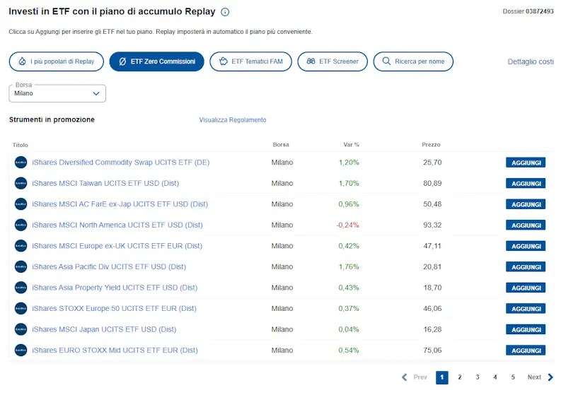 Fineco Piano Replay elenco titoli